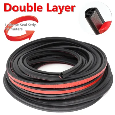 Car Door Rubber Seal Strip L-type Double Layer Sealing Adhesive Stickers Noise Insulation Weatherstrip Auto Interior Acc