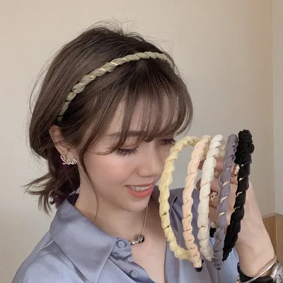Organza Hairbands For Women Cross Weaving Hair Hoop Bands Korea Fashion Bright Silk Metal Headband Girls Hair Accessorie