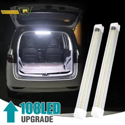 2pcs LED Interior Light Strip Bar 12V-80V 6W 108 LEDs SMD ON/OFF Switch For Car Vehicle Vans Bus Caravan Lorry Motorhome