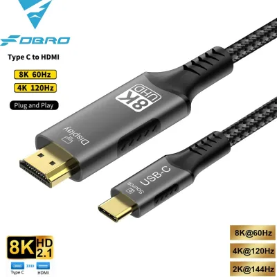 USB C to HDMI Cable 8K@60Hz 4K@120Hz Type C to HDMI-Compatible HDTV Cable for TV Converter MacBook Air iPad USB-C HDMI A image 1