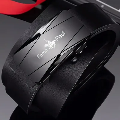 Men's PU Leather Belt with Automatic Buckle Casual Business