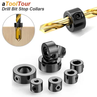 Drill Stoper Collar Set Stop Bit Ring Shaft Limit Metric Lock Steel Press Depth Ajustable Positioner Hole Guide Woodwork image 1