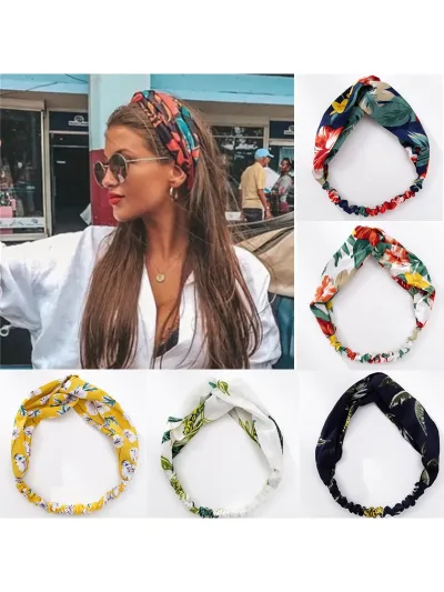 Women Girls Summer Bohemian Hair Bands Print Headbands Retro Cross Turban Bandage Bandanas HairBands Hair Accessories He
