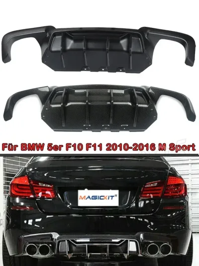 For Bmw F10 F11 CS Style Rear Diffuser Bumper Lip Carbon Fiber Look Auto Body Kit 2011 2012 2013 2014 2015 2016 Rear Bum