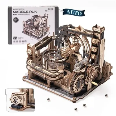 Robotime Marble Spaceport 3D Wooden Puzzle Motor Driven Mechanical ...