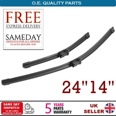 For Fiat 500 Ford KA Front Windscreen Wiper Blades 24"/14" Set UK STOCK image 1