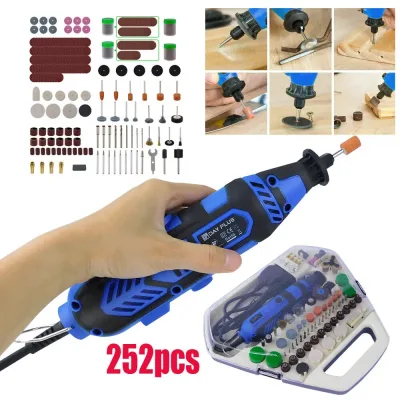 DayPlus 135W Rotary Multi Tool Set,Combi Electric DIY Kit with 252 Acessories,10000-32000RPM Powerful Engraver,Sander,Po