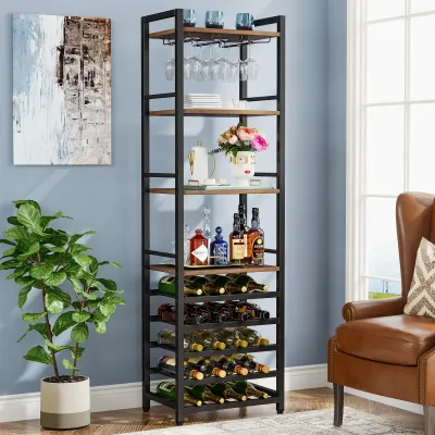 Tribesigns 20 Bottle Wine Bakers Rack, 9 Tier Freestanding Wine Rac...