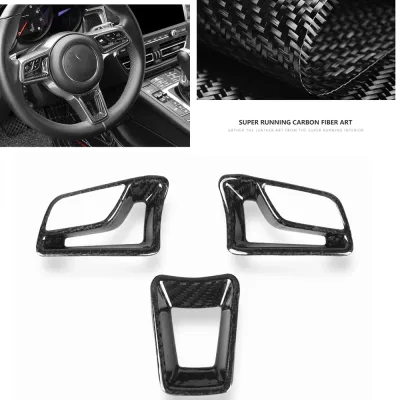 For Porsche 718 Boxster Cayman Macan 911 2014-2020 Steering Wheel Speed Panel Trim Console Dashboard Meter Cover Carbon 