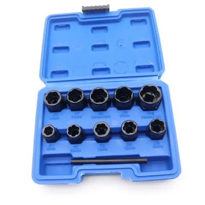 11pcs Twist Socket Set 9-19mm Lug Nut Remover Set Damaged Bolt Scre...