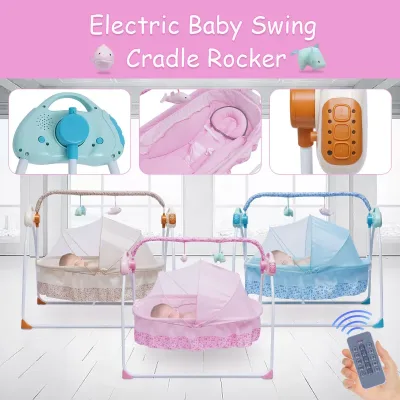 Electric Baby Cradle Auto Swing Rocker Cot Infant Sleeping Bed Swing Crib Kit Timer+Bluetooth Music+Mat+Pillow 5Gears Ad