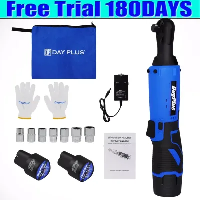 Dayplus 3/8" Cordless Ratchet Wrench Set,40Nm 12V 230RPM Power Elec...