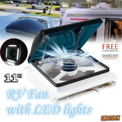 12V Roof Vent Fan Camper Van Motorhome RV Caravan Skylight Vent & LED Light