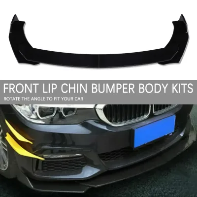 4PCS Universal Car Front Bumper Lip Body Kit Spoiler Canard Splitter Diffuser Glossy Black For bmw e90 For golf 5 For ma image 1