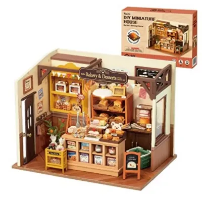 Robotime Mini Dolls House Building Kit DIY Miniature House Kit  with Furniture and LED Lights for Women's or Girl's Birt image 1