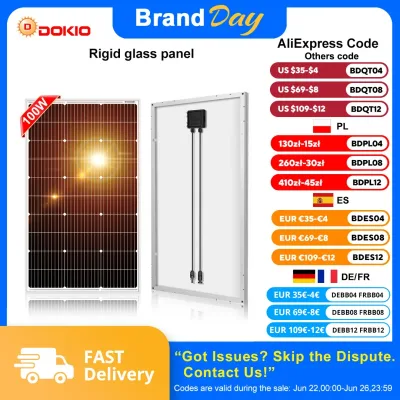 DOKIO 18V 100W Monocrystalline Solar Panel Waterproof Camping RV Home
