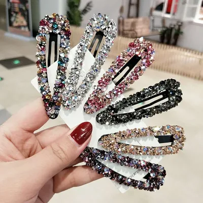 Coloured Diamond Hollow Hair Clip Luxury Style for Women