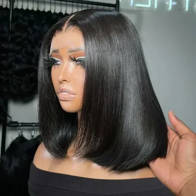 13x4 13x6 HD Bone Straight Bob Lace Frontal Human Hair Brazilian Sh...