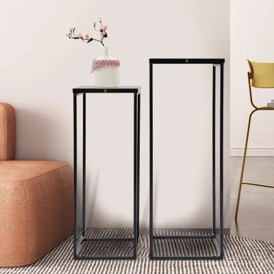 Set of 2 Metal Plant Stand Indoor/Outdoor Flower Pot Square Display...