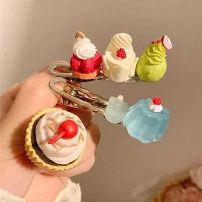 Mini Kawaii Pink Cake Series Resin Hairpin Cute Cartoon