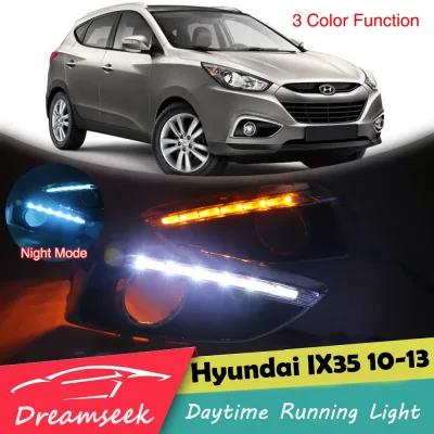 3 Color LED DRL Daylight Fog Lamp for Hyundai IX35 Tucson Facelift 2010 2011 2012 2013 Daytime Running Light with Turn S image 1
