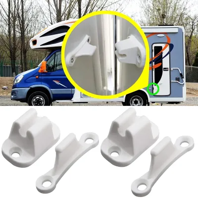 2x Caravan RV Motorhome Camper Main Door Gate Push Catch Retainer Clip Holder Stay Spacer Caravan Boat Accessories White