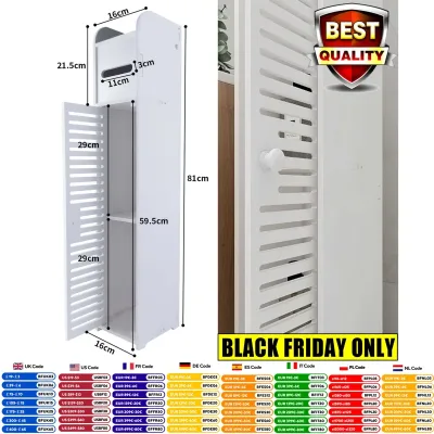 Pro. 3 Tier Bathroom High Cabinet Shelf Slim Bathroom Toilet Rollin...