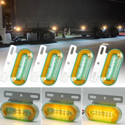 4X Dynamic Blinker Outline Side Marker Turn Signal Warning Light Yellow For 12V Trailer Caravan Auto RV Bus Van Camper V