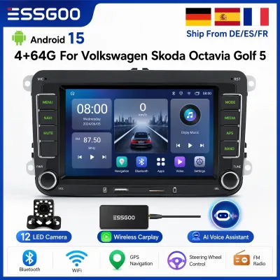 Essgoo Android 15 Wireless CarPlay 4G 64G for Volkswagen Passat B6 ...