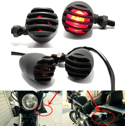 2 PCS Motorcycle LED Red Brake Blinker Turn Signal Tail Lights Flas...