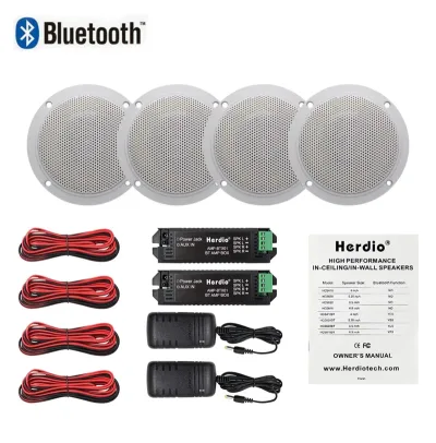 Herdio 4PCS 4'' 160W Marine Waterproof Bluetooth Speaker HIFI Full Range Stereo Motorcycle Boat UV-Proof Outdoor Sound B
