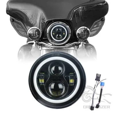 7 Inch Moto LED Headlight for Harley Bike With 4-1/2"4.5" LED Passi...