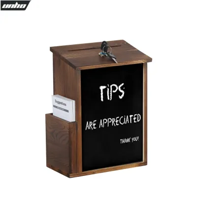 Wooden Lockable Suggestion Ballot Box Wall Mounted with Lock Card Slot