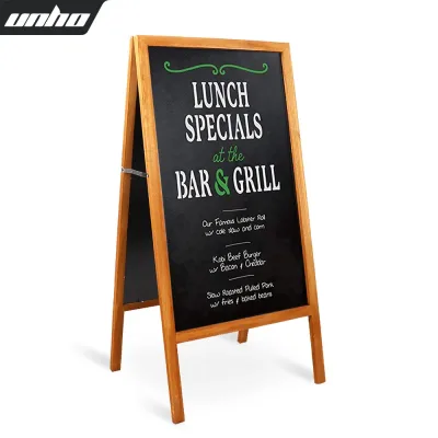 Outdoor Wooden Advertising Board Magnetic Double Sided Blackboard Chalkboard Display Stand Wood Easel with 2 Cleaning Cl image 1