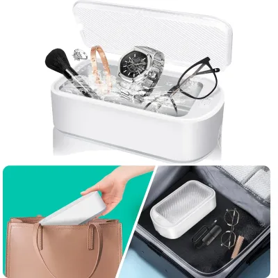 Ultrasonic Mini Jewelry Cleaner Gold Silver Necklace Rings Watches Coin Cleaning,650ml For Cleaning Glasses Jewelry Dent