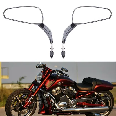 Black And Chrome Motorcycle Left Right Rear View Mirrors For Harley Davidson Street Glide Road King Side Mirror Replacem