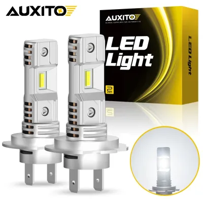 Auxito 2Pcs Fanless H7 LED Lights 1:1 Mini Size LED Headlight Lamp ...