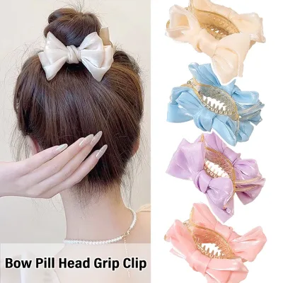8cm Korean Bow Hair Clip Non-Slip Ponytail Grip Daily Fashion