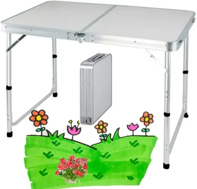 EFAN Picnic Folding Tables,3FT Heavy Duty Aluminium Portable 90x60x37/67cm Adjustable Height Lightweight for Camp+Carry  image 1