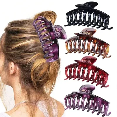 Resin Flower French Elegant Hair Clip Set of 4 Multicolour