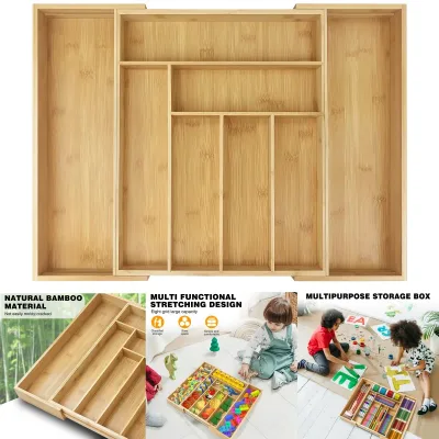 Kitchen Cutlery Drawer Organiser 6–8 Compartment Tray