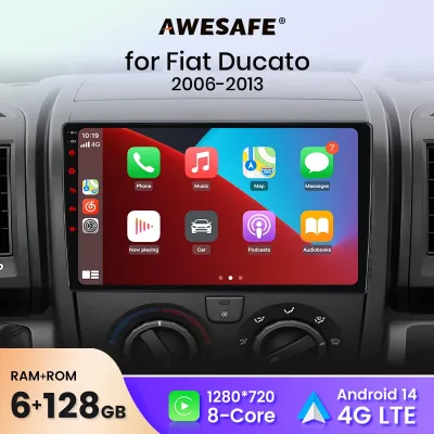 Awesafe Wireless CarPlay Android Auto Car Radio Stereo for Fiat Duc...