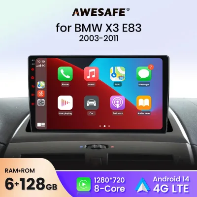 Awesafe Wireless CarPlay Android Auto Car Radio Stereo for BMW X3 E...