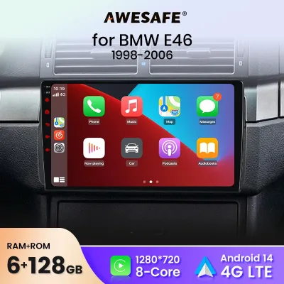 AWESAFE Wireless CarPlay Android Auto Car Radio Stereo For BMW E46 Coupe M3 316i 318i Car Intelligent Systems BT FM RDS  image 1