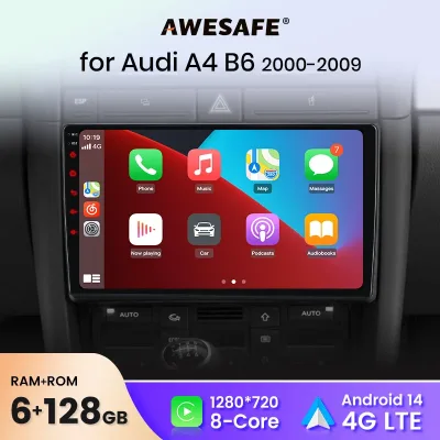 AWESAFE Wireless CarPlay Android Auto Car Radio Stereo For  Audi A4 B6 2000 2001 2002 2003 2004-2009 Car Intelligent Sys image 1