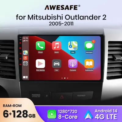 AWESAFE Wireless CarPlay for Apple Android Auto Car Radio Stereo For Mitsubishi Outlander 2005-2012 GPS Bluetooth TouchS image 1