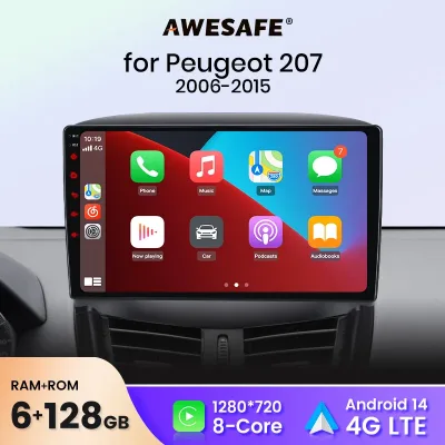 Awesafe Wireless CarPlay Android Auto Car Radio Stereo for Peugeot ...