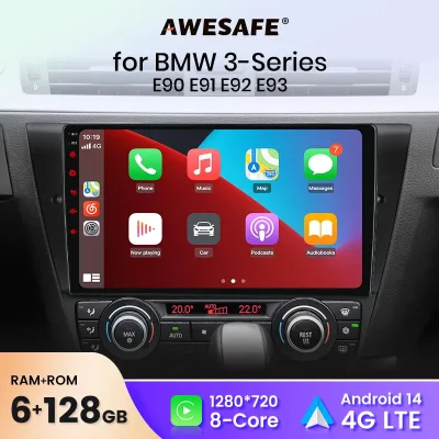 AWESAFE Wireless CarPlay Android Auto Car Radio Stereo For BMW 3-Series E90 E91 E92 E93 Car Intelligent Systems BT FM RD image 1