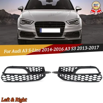 Honeycomb GLOSS BLACK FOG LIGHT COVERS GRILLES for AUDI A5 S LINE &...