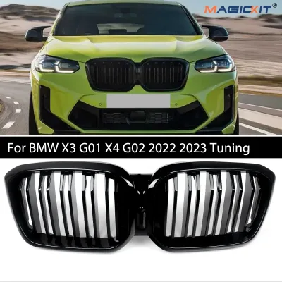 For BMW X3 G01 X4 G02 2022 2023 Tuning Shiny Black Car Front Kidney...